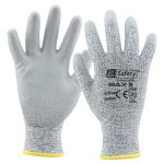 Max 5, Touch Screen Capable Grey PU Gloves - EN388 4X42E Medium