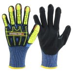 Supreme 18G, TPR knuckle protection, Sandy Black Nitrile Palm, EN388:4X43FP Cut Level F 7/S