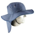 Wide Brim Hat with neck flap- Navy Blue Large/XL 100% Cotton
