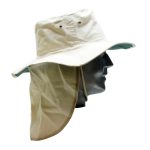 Wide Brim Hat with neck flap - Natural Medium/Large 100% Cotton