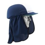 Fitover hat (Large) for motorbike, bicycle, equine helmets with legionnaire neck flap (Blue)