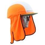Fitover hat (Large) for motorbike, bicycle, equine helmets with legionnaire neck flap (Neon Orange)