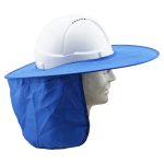 Foldaway Sun Brim with Neck Flap for peaked helmets - cloth covered - Blue