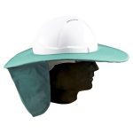 Sun Brim with Neck Flap for peaked helmets - cloth covered - Green
