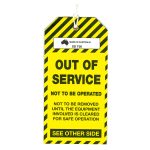"OUT OF SERVICE" Weather resistant Tags with metal eyelet and string (Bags of 100)
